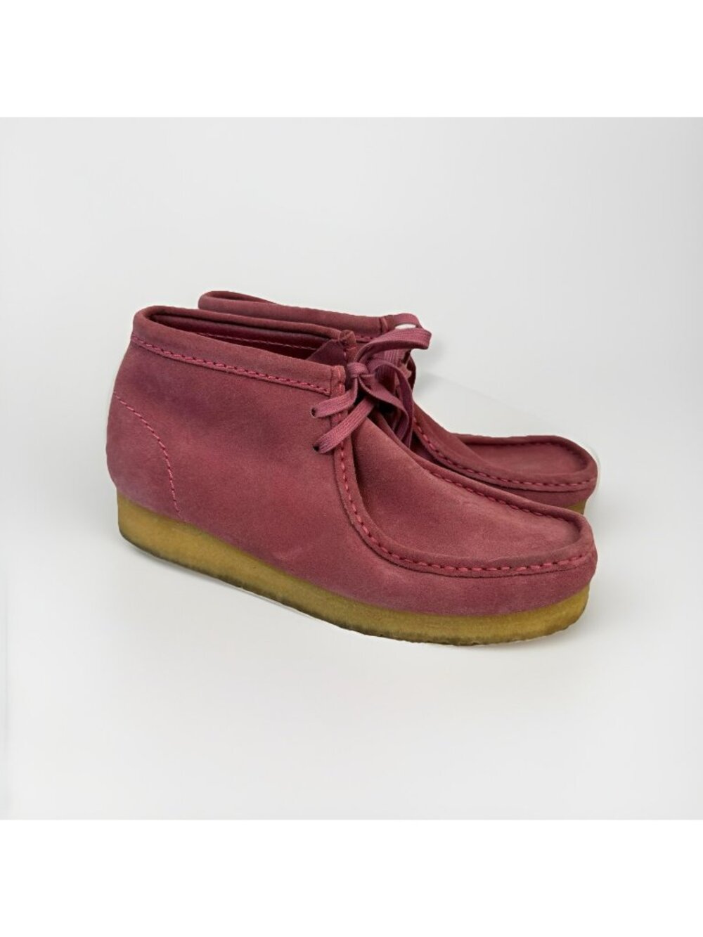Clarks Wallabee Ankle Shoes Womens Size 8 Pink Dusty Rose Suede Lace Up Comfort